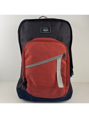 American Tourister Backpack Gray Red Zip Front Casual Everyday Travel Laptop Bag
